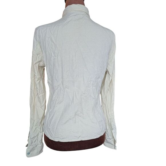 Calvin Klein Silk Blend Micro Stripe Green and White Button Down Size S - Picture 8 of 9